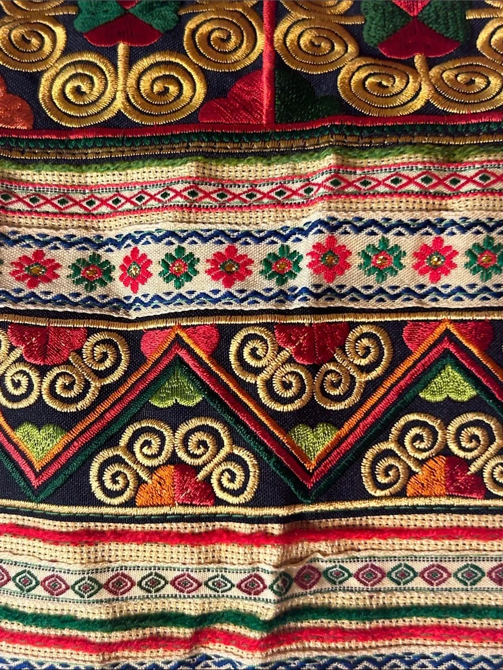Embroidered Multicolor Bag NWOT Pom Pom Boho Artsy Carry On Tote Travel Resort